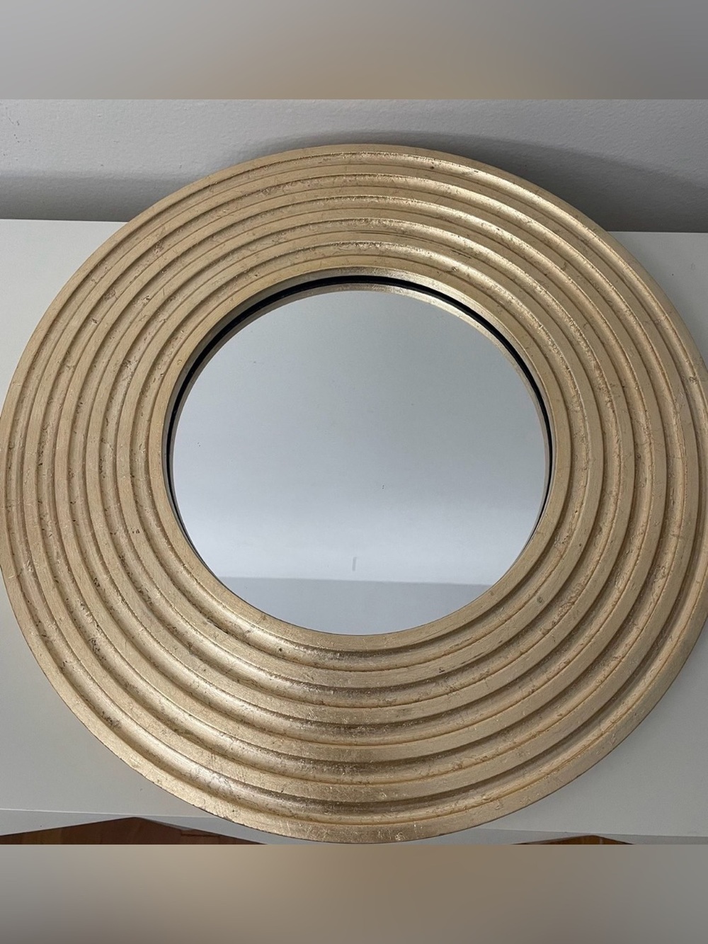 Williams Sonoma Gold Ribbed Round Wall Mirror